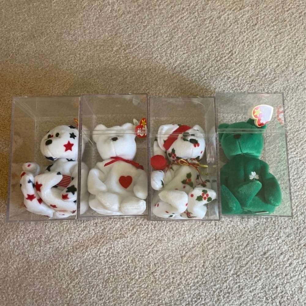 Set of 4 Ty beanie baby bears